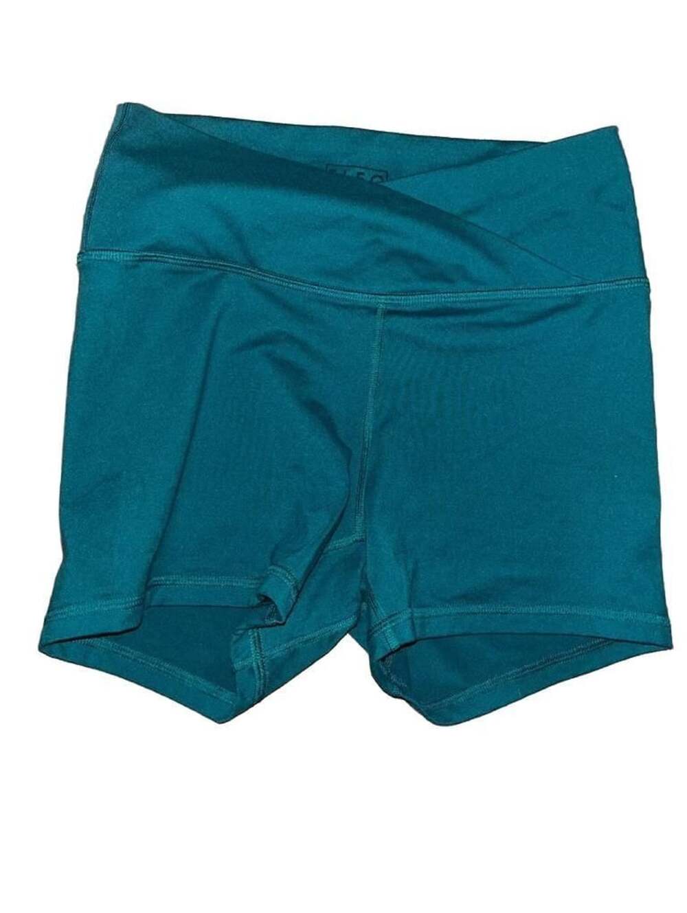 Fleo Green Crossover Waist Biker Workout Shorts Medium